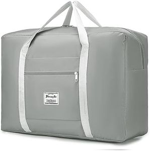 SPAHER Sac de Sport 45 L Ultra léger Pliable Pliable pour la Nuit, Sac de Voyage, Sac de Rangement, Sac de Transport pour Le Shopping, la Gym, Les Bagages, Le Sport, Le Camping, F- 55x40x20 -Gris,