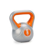 York Fitness Vinyl Kettlebell 8kg - Home Gym Equipment Perfect for Bodybuilding Weight Lifting Training Kettlebell, Orange