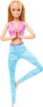 Barbie Made to Move Fashion Doll with Blonde Hair Wearing Removable Pink Sports Top & Blue Yoga Pants, 22 Bendable “Joints”