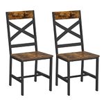 VASAGLE Dining Chairs, Kitchen Chairs Set of 2, Dining Chairs for Dining Room, Steel Frame, Ergonomic Design, Industrial Style, for Living Room, Dining Room, Rustic Brown and Black LDC094B01