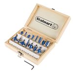 Stalwart Router Bit Set-15 Piece Kit with ¼” Shank and Wood Storage Case by Stalwart (Woodworking Tools for Home Improvement and DIY)