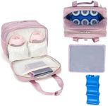 GEMIU Breastmilk Cooler Bag with Ice Pack,Fits 6 Baby Bottles Up to 9 Ounce Breast Milk Cooler Travel Bag Compatible with Wearable Breast Pumps & Accessories for Nursing Mom Daycare Pink