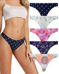 VOENXE Seamless Women Underwear Thongs,No Show Ladies Thong,No Line Breathable Panties,Soft Invisible Undie for Women 5 Pack