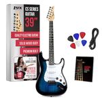 LyxPro CS 39” Electric Guitar Kit for Beginner, Intermediate & Pro Players with Guitar, Amp Cable, 6 Picks & Learner’s Guide | Solid Wood Body, Volume/Tone Controls, 5-Way Pickup - Blue