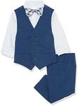 Van Heusen Baby Boys' 4-Piece Formal Set, Vest, Pants, Collared Dress Shirt, and Tie, Blue Jean, 24 Months