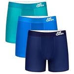 JustWears Everyday Mens Boxer Briefs, 3 Pack | Breathable Anti-Chafe Underwear with Moisture-Wicking MicroModal Air Cool Fabric | Ergonomic Support | Seamless Sustainable Boxers for Men | Pants Gift