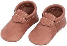 Freshly Picked First Pair City Leather Moccasins - Unisex Baby Shoes, Soft Sole, Crib Shoes Brick