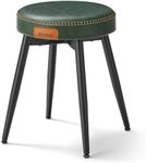 VASAGLE EKHO Collection - Dining Chairs Stools, Upholstered Kitchen Stools, Vanity Stools, Synthetic Leather with Stitching, Mid-Century Modern, 19-Inch Tall, Easy Assembly, Forest Green