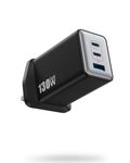 130W USB C Charger Plug,GaN III 3-Port Fast Charging Station Hub,PD 65W Compact Wall Charger Compatible with MacBook Pro/Air, iPad Pro,Galaxy S24/S23, Dell XPS 13, 16 Pro/16/15,Pixel,Steam Deck etc