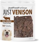 JustFoodForDogs Limited Ingredient Healthy Dog Treats and Dog Snacks, Jerky Treats, Human Grade, Preservative Free, Rawhide Free Chews, Low Calorie Treat - Venison Bark, 5 oz