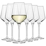 Krosno Large White Wine Glasses | Set of 6 | 390 ML | Avant-Garde Collection | Wedding Gift Cocktail Set | Glass Drinking Crystal Wine Glass | Home Restaurants Kitchen | Dishwasher Safe | Made in EU