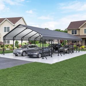 Aoxun 20x40 Metal Carport, Heavy Duty Car Garage with Galvanized Roof, Reinforced Frame, Car Tent Garage Shelter for Car, Pickup, Truck, Boat