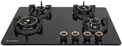 Faber 70Cm 4 Burner Hob|Auto Electric|Built-In Or Hobtop|Brass Burners|Cast Iron Pan Support|Glass Finish|Metal Knobs|Warranty 5 Years On Glass And Valves|Hob Experia Ht704 Alu Ai,Black,open
