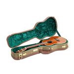 Crossrock Hard-Shell Wood Case for Baritone Ukuleles, Sponge Lining, Metal Feet, Storage Space, Deluxe Backpack Style, Vintage Green (CRW700BUGN)