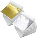 Gold Leaf Sheets, 200 Sheets Imitation Gold Foil Silver Leaf Paper Sheets for Nail Art Gilding Crafts Decoration 8.5 x 8 cm