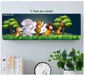 DARSHANAM WORLD Polyester Dolphin Printed Dust Cover Folding Designer Ac Cover For Indoor Split Ac 1 Ton (White, 91 X 31 X 21Cm)(Green)