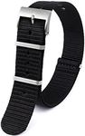 MARATHON Ballistic Nylon Watch Band, Military Grade with Stainless Steel, Non-magnetic Buckle (W: 16MM L: 10", Black)