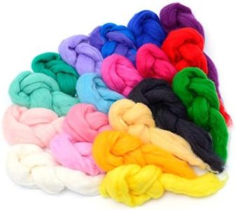 Glaciart One Spinning Fiber Merino Wool - Super Soft 20 Colors (10gram per Color) Unspun Roving Wool for Felting and Felting Yarn Craft Supplies