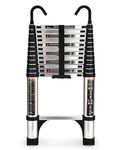 Soctone Telescoping Ladder, 12.5 FT Extension Ladder with 2 Detachable Hooks, Aluminum Lightweight Collapsible Ladder for RV, Household and Outdoor Working Max Load Capacity 330 lbs(300kg)