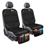 Baby Car Seat Protector 2 Pack - Large Waterproof Mat, 600D Fabric, with Thickest Padding, Non-Slip Backing, 2 Storage Pockets, Crash Test Approved - Black