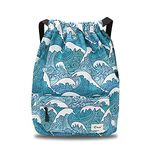 Risefit Waterproof Drawstring Bags, Print Gym Bags Sports Backpacks for School PE Bags for Boys Girls Men Women