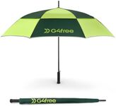 G4Free Golf Umbrella, 62 Inch Lightweight Automatic Open Carbon Fiber Oversize Double Canopy Vented with Reflective Stripe Windproof Waterproof Stick Umbrella, Fluorescent/Dark Green
