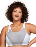 Glamorise Women's Double-Layer Custom-Control Sport Bra, White/Gray, 32B