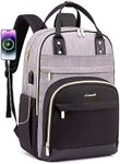 LOVEVOOK Laptop Backpack for Women/Men, Fits 15.6 Inch Laptop Bag, Fashion Travel Work Anti-theft Bag, Business Computer Waterproof Backpack Purse, Grey-Black-Balck