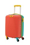 American Tourister Trolley Bag for Travel|Splash 55 Cms Polycarbonate Hardsided Small Cabin Luggage Bag|Speed_Wheel 8 Wheel Suitcase for Travel|Trolley Bag for Travelling, Coral/Teal