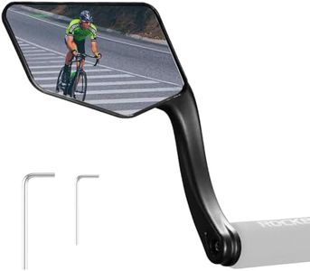 ROCKBROS Bike Mirror Handlebar Mount Bar End Mirror, 360° Adjustable Bicycle Mirrors for Handlebars, HD Automotive Grade Glass, Scratch-Resistant for E-Bike, MTB, and Electric Bicycles Left