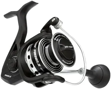 PENN Pursuit IV Inshore Spinning Fishing Reel, Size 4000, HT-100 Front Drag, Max of 15lb, 5 Sealed Stainless Steel Ball Bearing System, Built with Carbon Fiber Drag Washers,Black/Silver