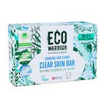 Eco Warrior Charcoal Clear Skin Soap Bar - Vegan, Cruelty Free, No SLS or Parabens, Whole Body Soap, Moisturising Charcoal, Grapeseed and Anti Bacterial Tea Tree Essential Oil, Eco Friendly Soap 100g