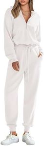 PRETTYGARDEN Women's 2 Piece Sweatsuits Set Fall Outfits(White,XL)
