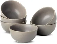 Tikooere Soup Bowls Set of 6, 24 oz Cereal Bowls for Kitchen, Ceramic Bowls Set for Pasta, Ramen, Oatmeal, Dessert, Stoneware Bowls Set for Gift, Dishwasher Microwave Oven Safe, Matte Gray