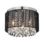 Black Chandelier Small Flush Mount Ceiling Light Fixtures Mini Crystal Chandelier Lighting Drum Ceiling Chandelier 3 Light Flush Mount Chandelier for Bedroom