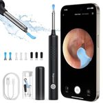 Ear Wax Removal, Wireless Ear Cleaner with Camera, Ear Wax Removal Tool Camera with 1080P HD, Otoscope with 6 Lights, Ear Wax Remover for iPhone, iPad, Android Phones, Black