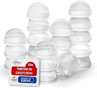LouMaxx Tampon Caoutchouc - Lot de 20 Transparent Ø 13 mm - Pieds adhesifs Extra forts - Tampon Transparent Premium Anti-Glisse, Rayures, Bruit et Vibrations