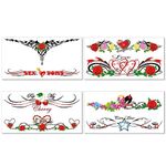 8 Extra Large Sexy Naughty Temporary Tattoos for Women Ladies - Adult Fun for Lower Back Legs Arms Stomach