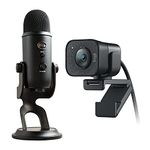Logitech StreamCam, 1080P HD 60fps Streaming Webcam with USB-C and Built-in Microphone, Graphite & Blue Yeti USB Mic for Recording & Streaming on PC and Mac, 3 Condenser Capsules – Blackout
