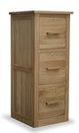 Ramece Arden Solid Oak Three Drawer Filing Cabinet - Home Office Furniture - Solid Wood Lockable Storage Drawers For Suspension Files - Fully Assembled - 109 x 46 x 45 cm