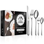 vancasso Cutlery Set for 12 People, Stainless Steel Knife and Fork Sets, 60 Piece Flatware Set,Tableware Silverware with Knife/Dinner Spoon/Fork/Tea Spoon/Dessert Fork, Dishwasher Safe