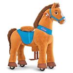 PonyCycle Essential Model E Ride-on Horse Toddler Riding Pony Plush Toy with Brake (Brown/Size 4 for Age 4-7) Outdoor Indoor Rocking Toy Kids Gift - E437