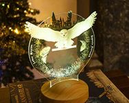 Geschenkelampe Hedwig Owl Night Light Personalised with Name Bedside Lamp as Gifts for Boys Adults Girls