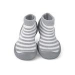 Step Ons: Half Sock and Half Shoe for crawling cruising and walking! (18-24 Months, Grey Stripe) UK size 5