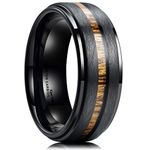 King Will Nature 8mm Black Tungsten Carbide Wedding Band Real Wood Inlay Matte Brushed Finish 9
