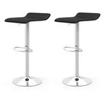 GiantexUK Bar Stools Set of 2, Height Adjustable Counter Stools with PU Leather Seat, Gas Lift, Rubber Ring & Footrest, Upholstered Swivel Bar Chairs for Home Kitchen Dining Living Room (Black)