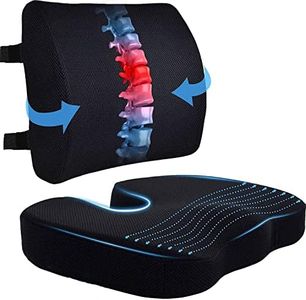 DEBIK® | Seat Cushion and Lumbar Support Pillow for Office Chair Memory Foam Car Seat Cushion with Washable Cover Desk Chair Cushion for Tailbone, Lower Back Pain Relief (Black)