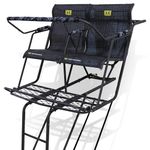 Hawk Big Denali 2 Man Climbing Tree Stand, 18 Foot Deer Hunting Ladderstand with Kick Out Footrests and Extra Large MeshComfort Seats