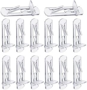 Rierdge 20 Pcs Plastic Locking Shelf Pins 5mm, 3/4” Clear Plastic Locking Shelf Support Peg Clips for 5mm Diameter Peg Hole & 3/4 Inch Cabinet Shelf