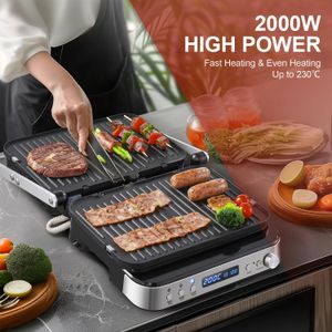 AMZCHEF 4-in-1 Panini Grill – Sandwich Press & Indoor Grill